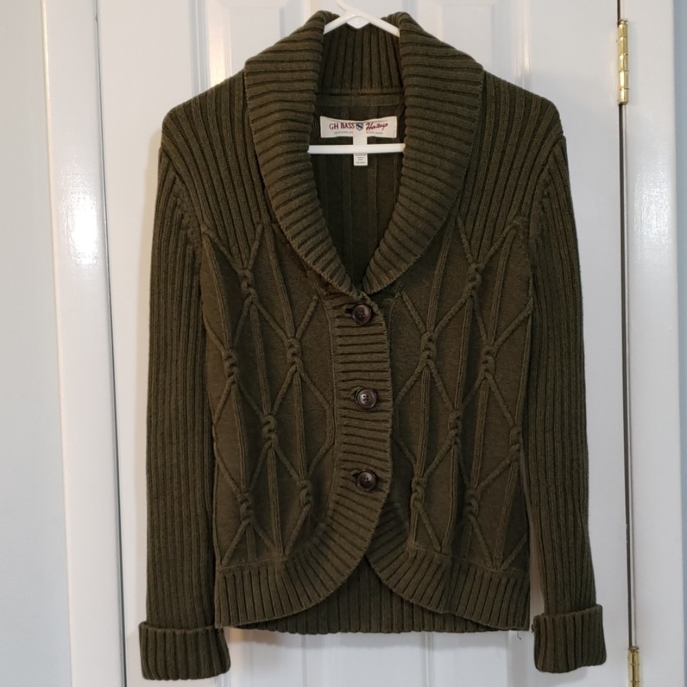 GH Bass Heritage Cable Knit Cardigan Sweater
